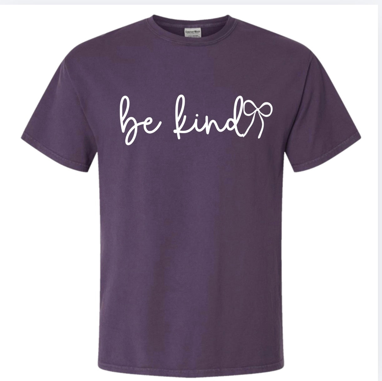 Adult Be Kind Bow Plum Purple Comfort Wash TShirt