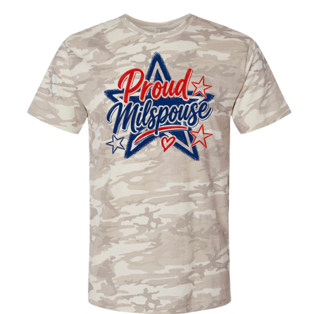 Adult Proud Milspouse Camo Tshirt