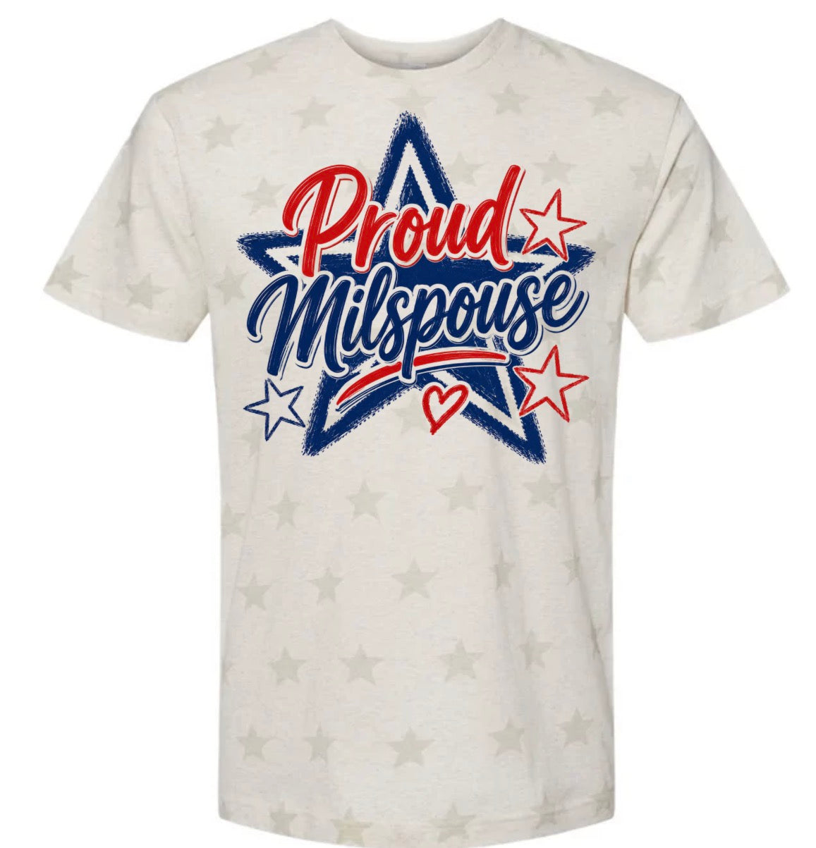 Adult Proud Milspouse Stars Tshirt