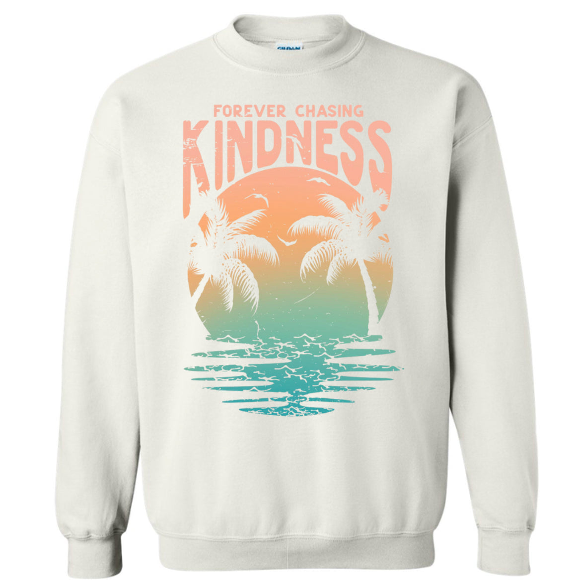 Adult Forever Chasing Kindness White Gildan Crewneck