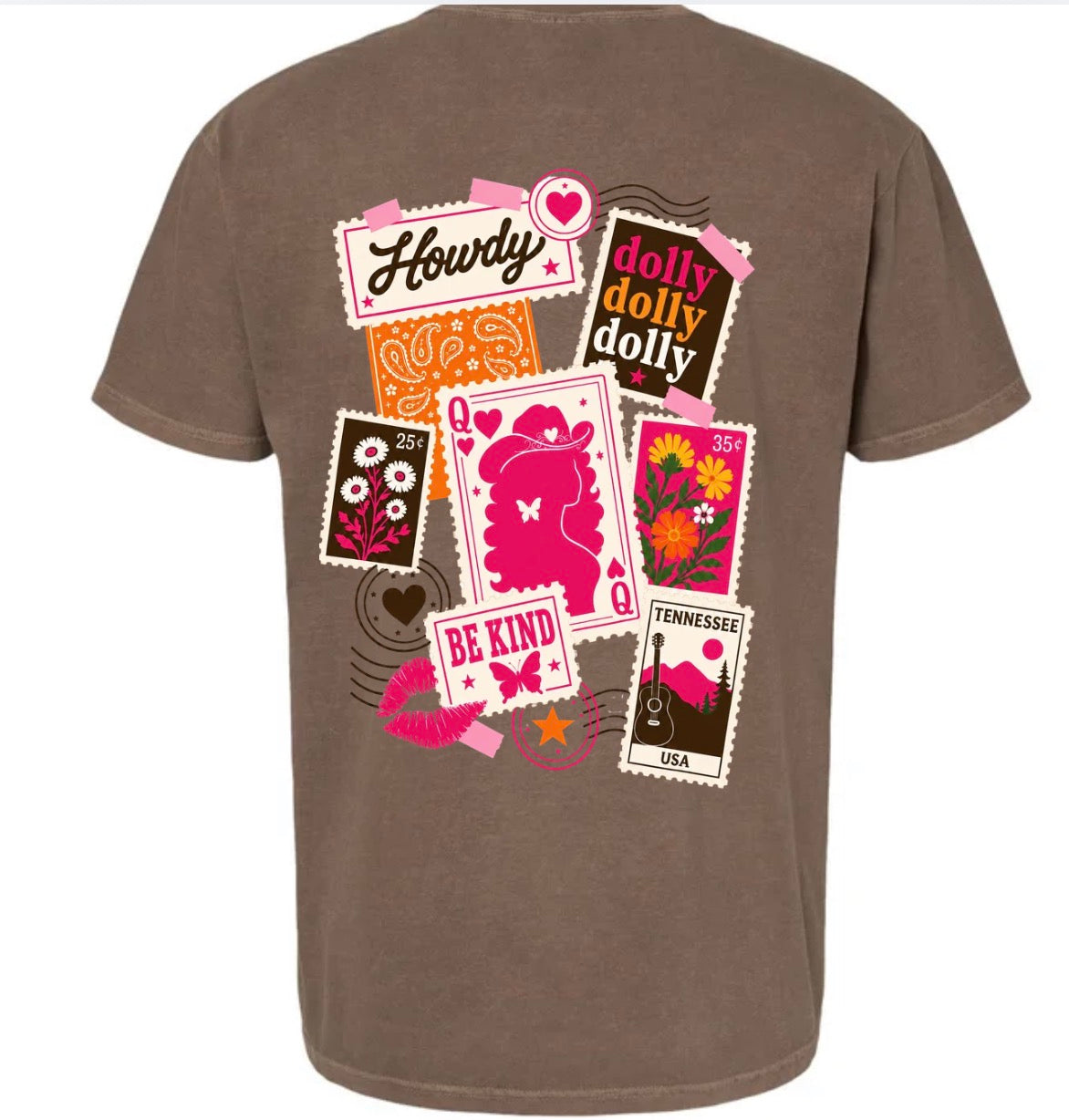 Adult Dolly Stamps Brown CC Tshirt