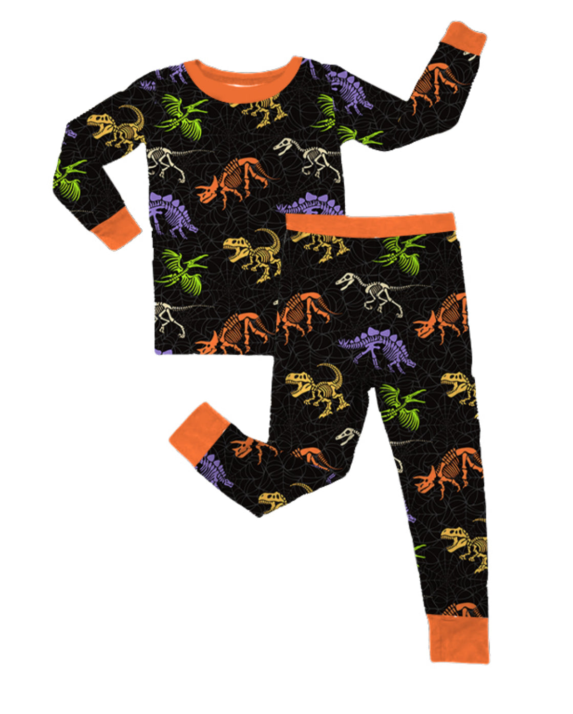 Kids Skeleton Dino Two Piece Long Set