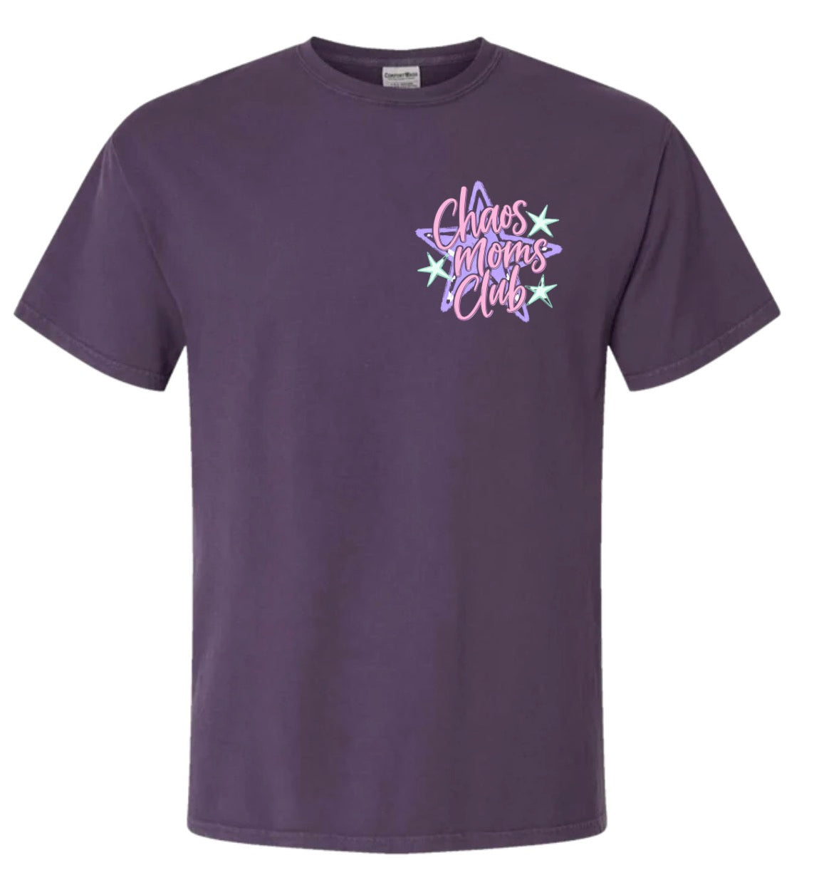 Adult Dark Purple Chaos Moms Club Pocket Tshirt