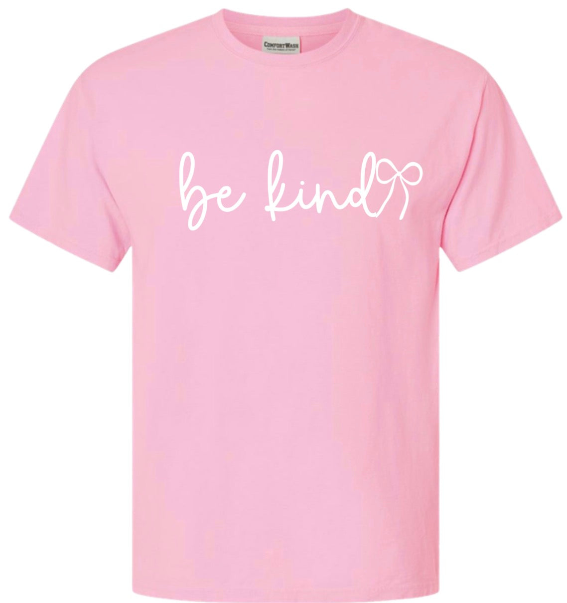 Adult Be Kind Bow Light Pink Comfort Colors TShirt