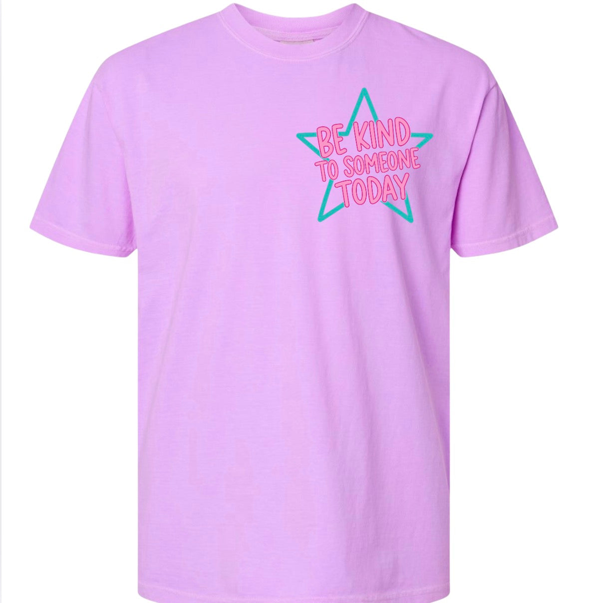 Adult Be Kind Star Neon Purple Comfort Colors TShirt