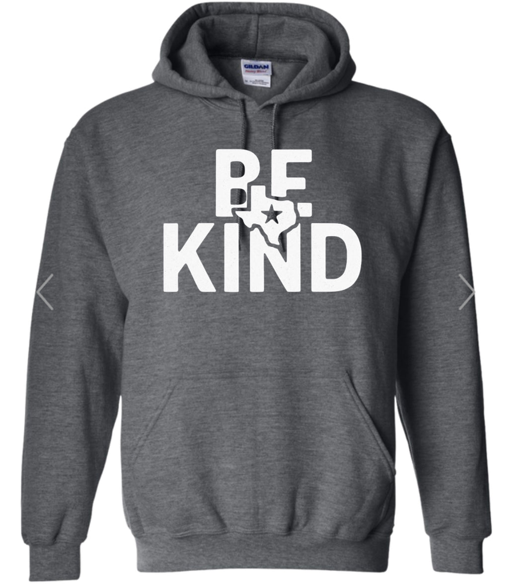 Adult Be kind Star Texas Charcoal Gray Gildan Hoodie