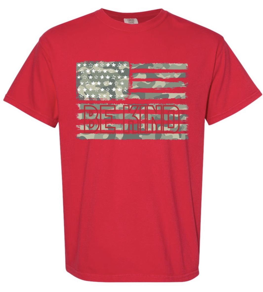 Adult Be Kind Camo Flag Tshirt