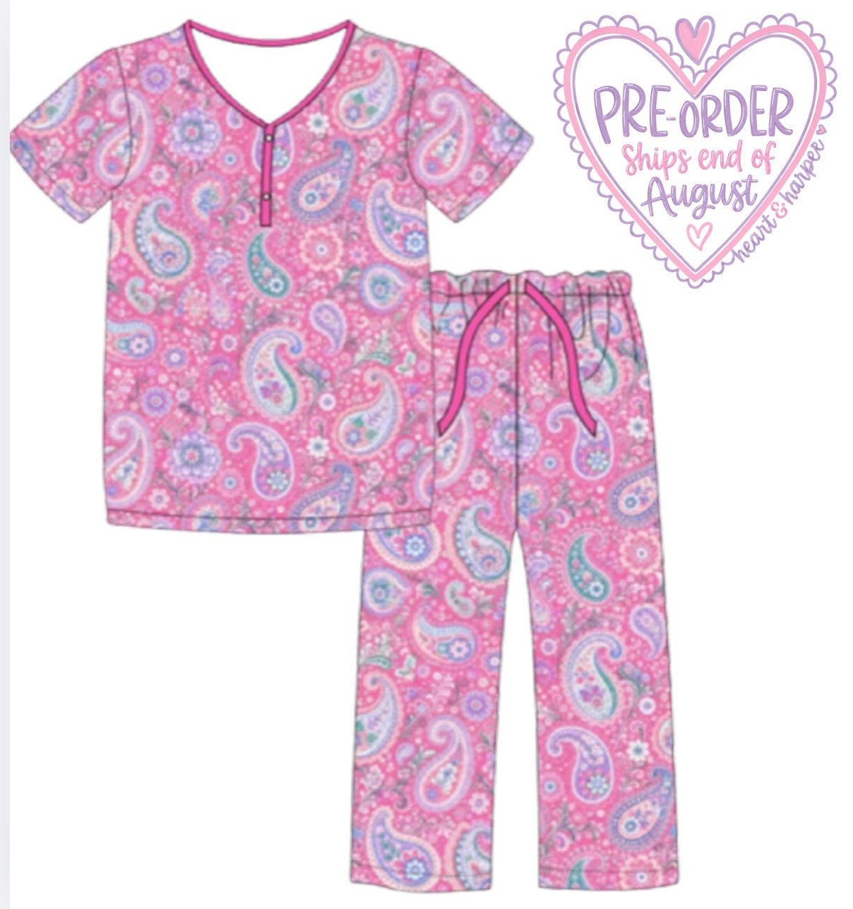 Adult VNeck Paisley PJ Pant Set (PRE-ORDER)