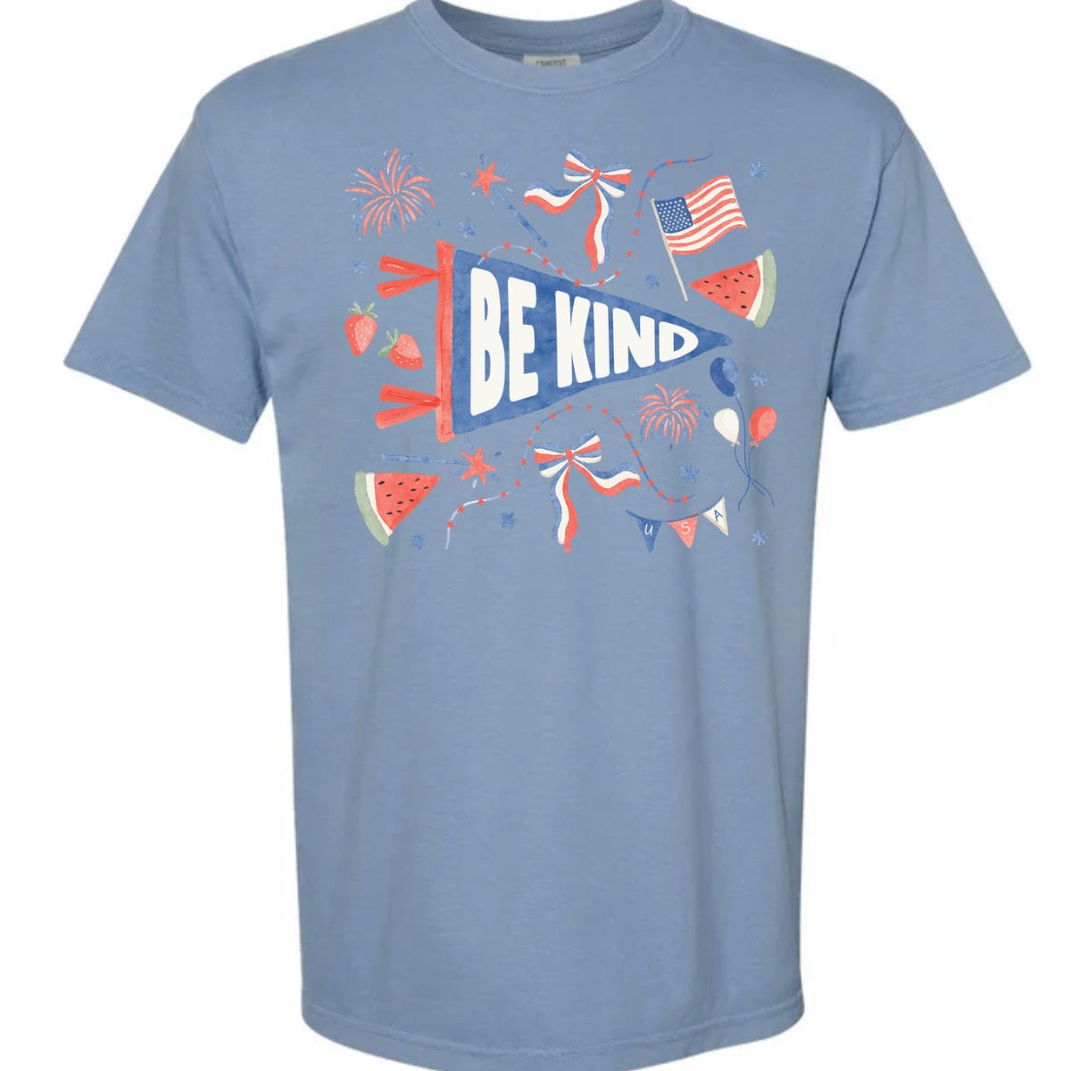 Adult Pennant Be Kind Denim Comfort Colors TShirt
