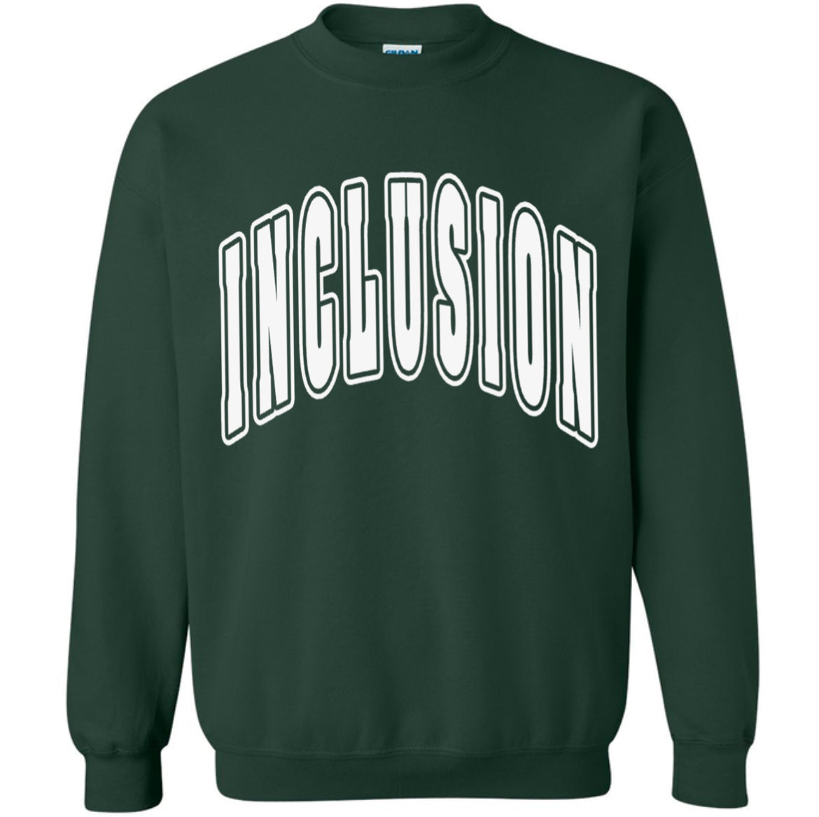 Adult White Puff Inclusion Forest Green Gildan Crewneck