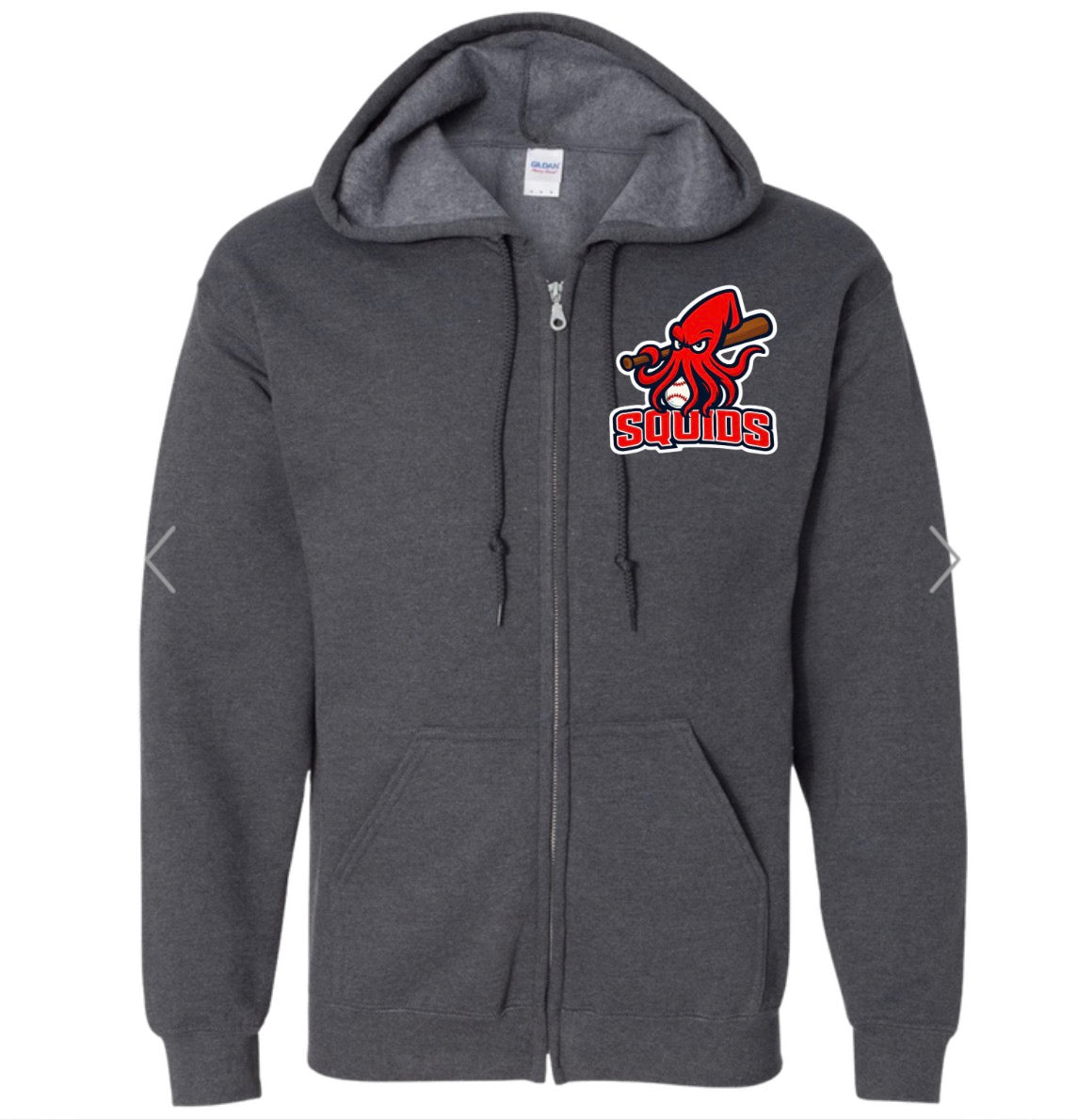 Squids Charcoal Gray Gildan Zip Up