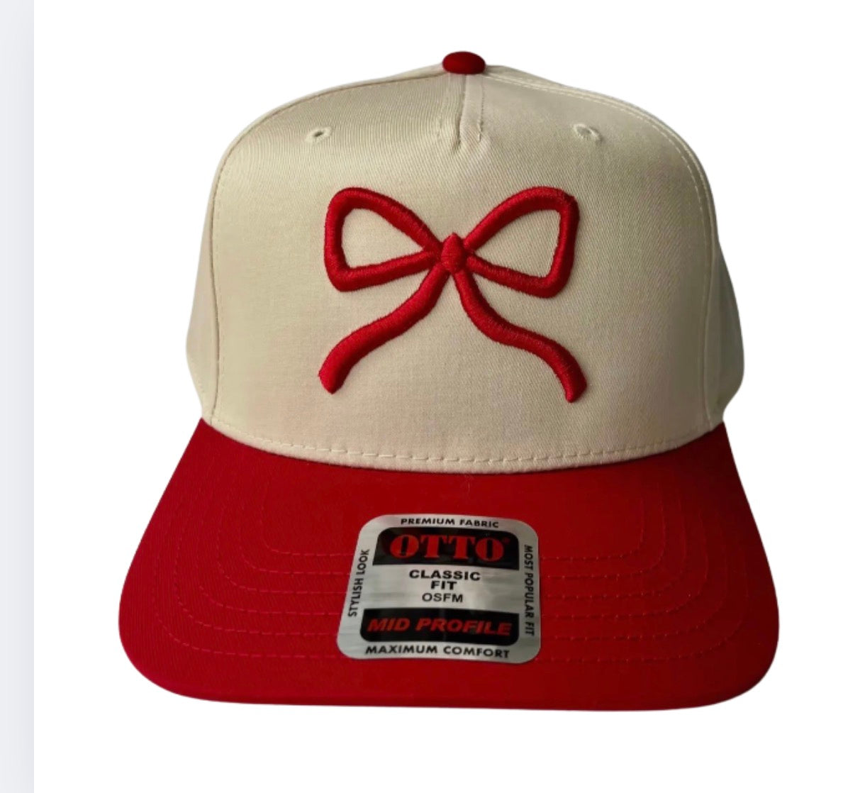 Red on Red Bow Embroidered Hat