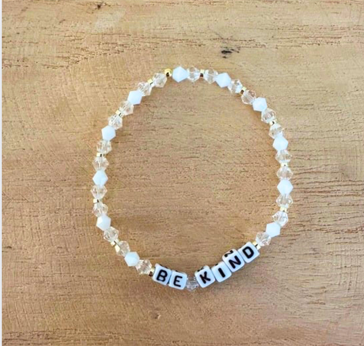 Be Kind White Crystal Bracelet