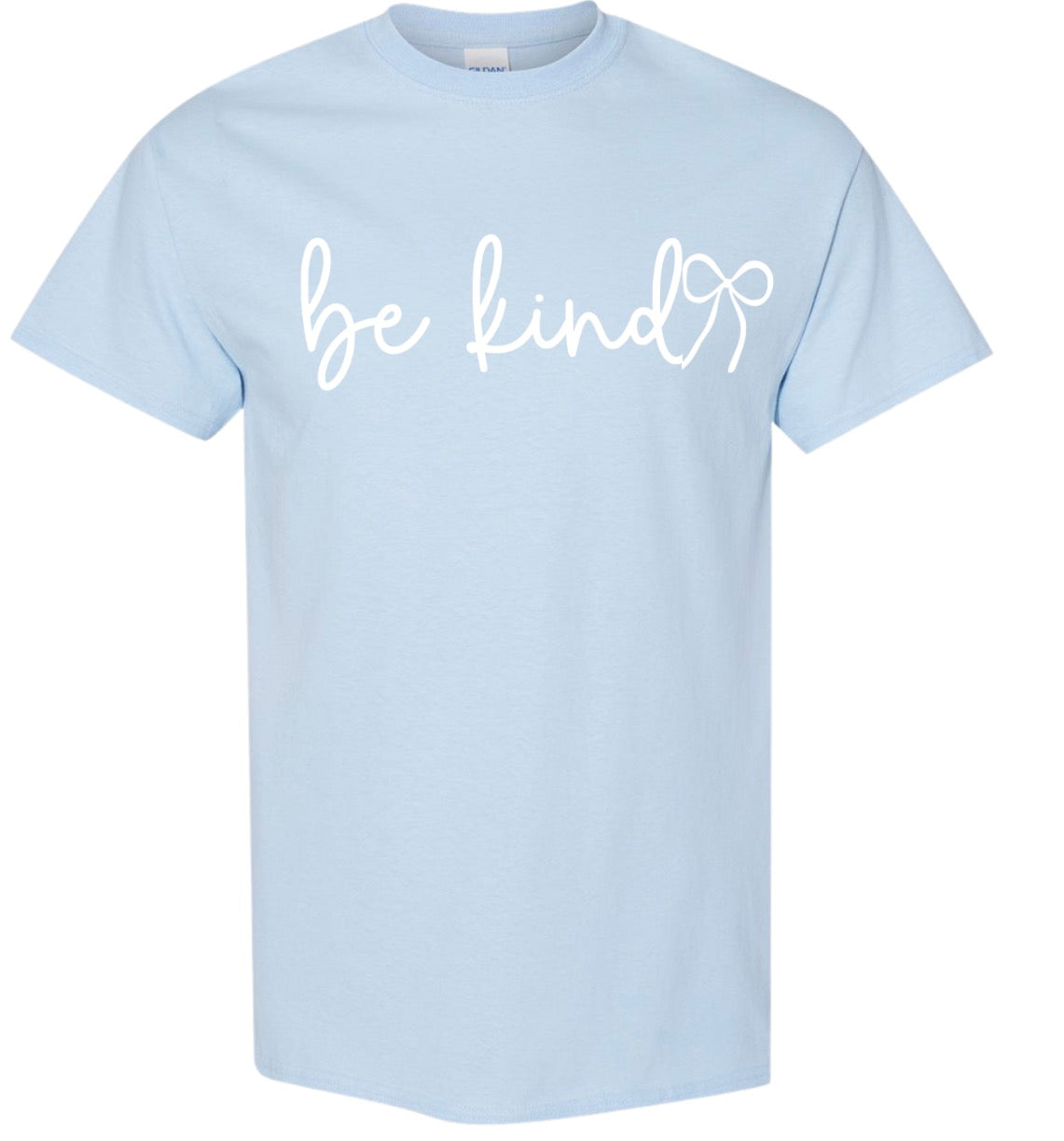 Adult Be Kind Bow Light Blue Comfort Colors TShirt