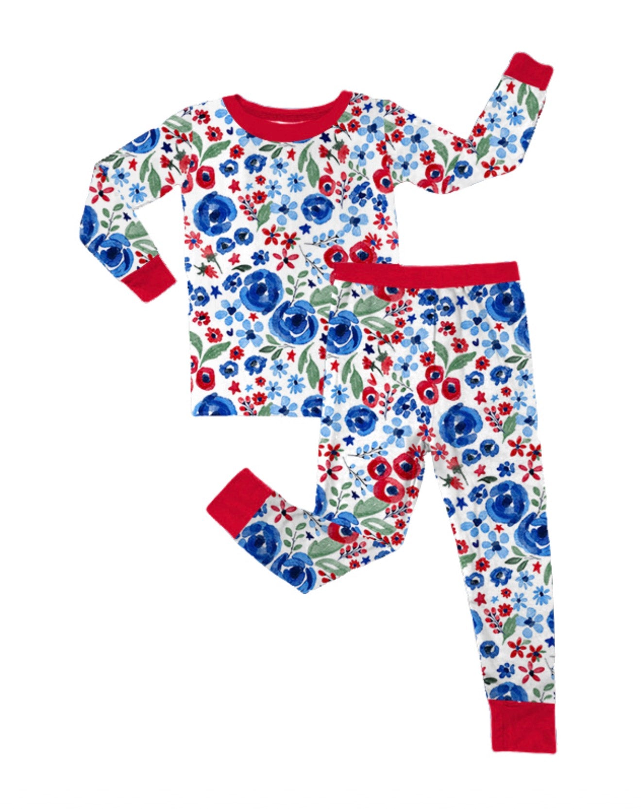 PRE-ORDER (Ships end June) Kids Patriotic Floral Long Sleeve Two Piece