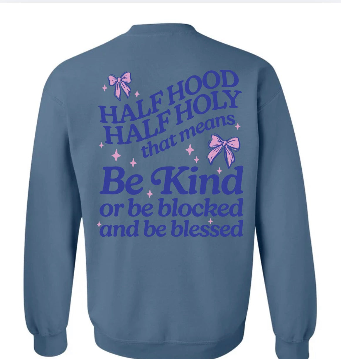 Adult Half Holy Denim Gildan Crewneck