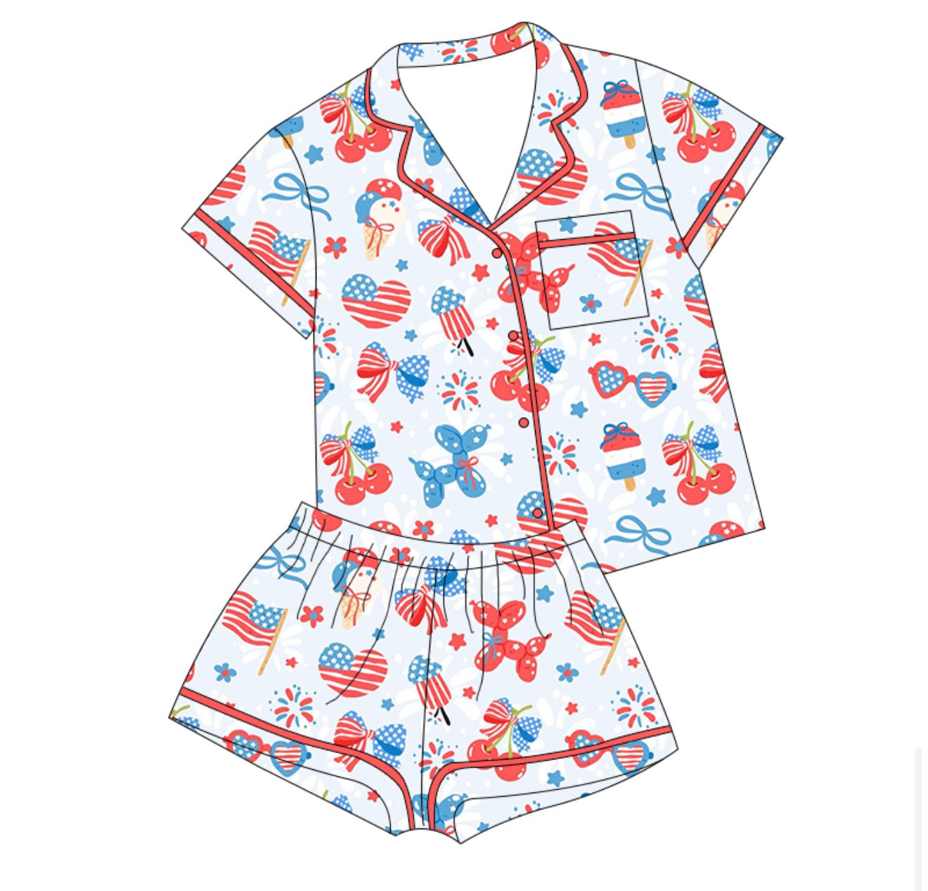 PRE-ORDER (Ships end of June) Adult Collage Button Down Short Set