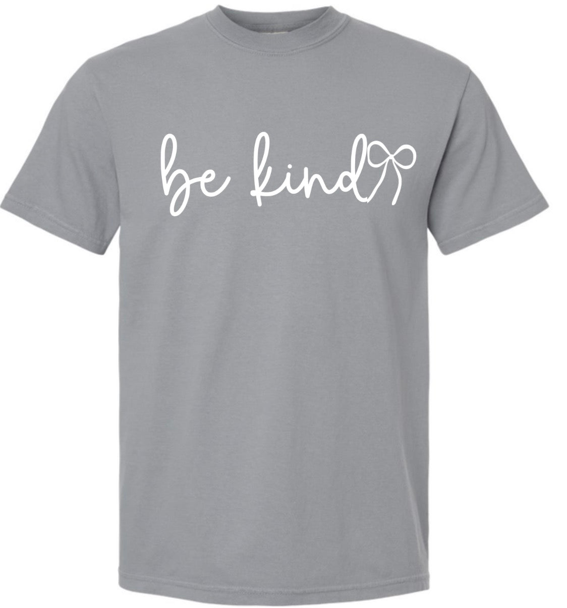Adult Be Kind Bow Gray Comfort Wash TShirt