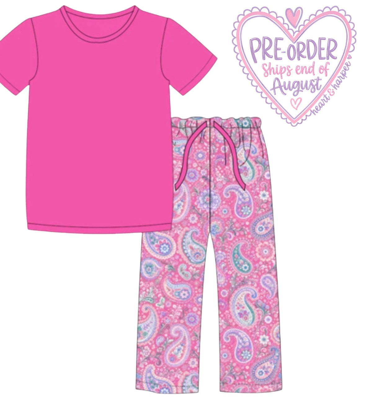 Adult Solid Top Pants Paisley PJ Set (PRE-ORDER)