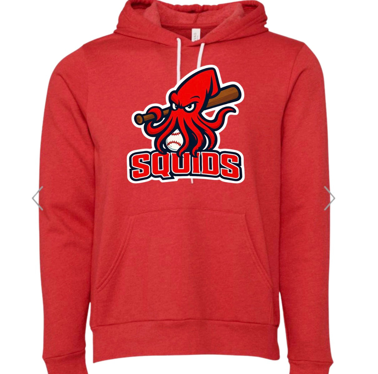 Squids Red Bella Canvas Light Weight Hoodie