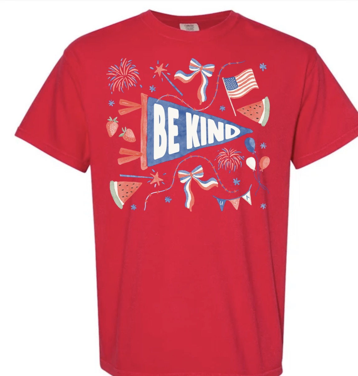 Adult Pennant Be Kind Red Comfort Colors TShirt