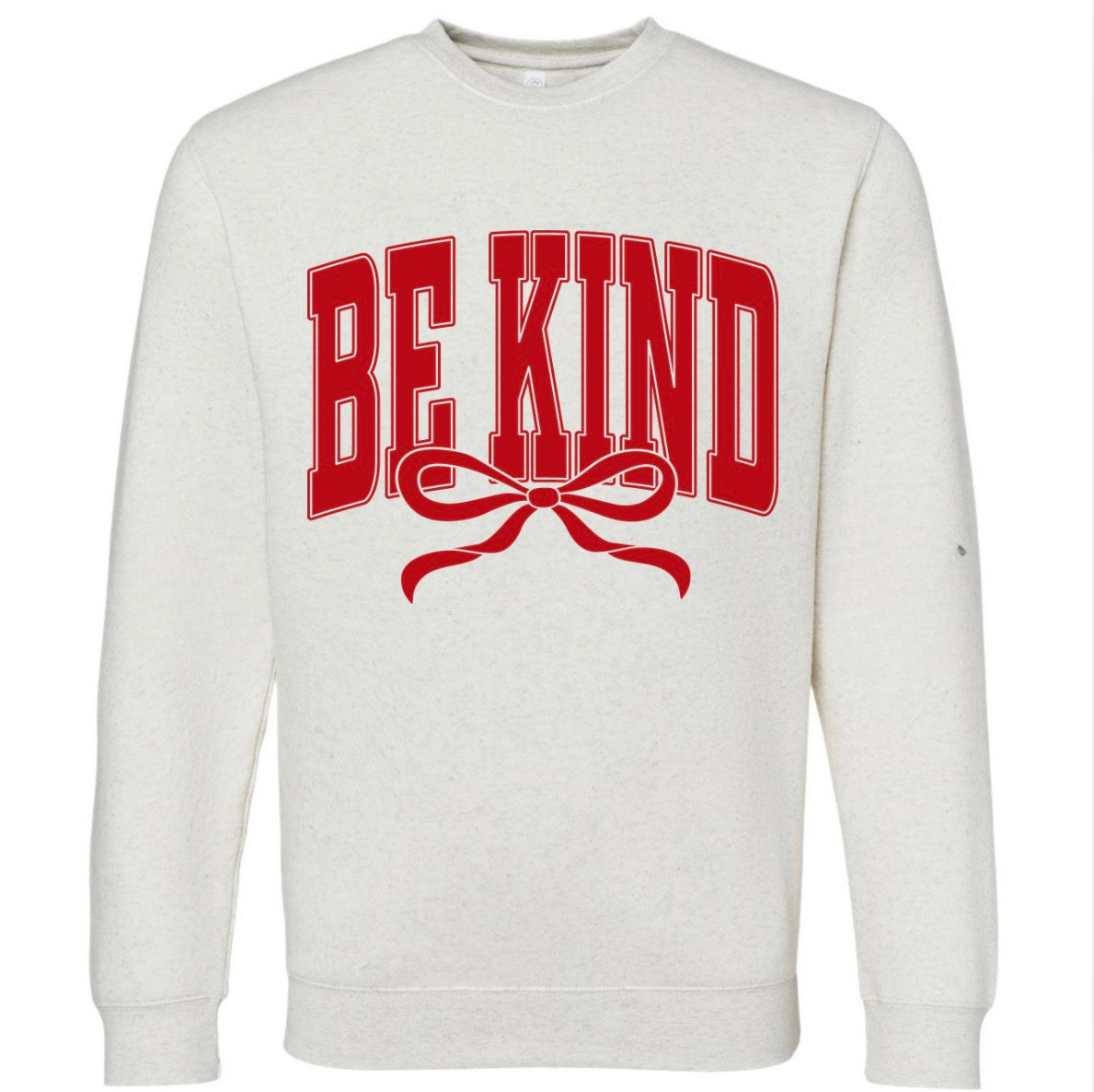 Adult Be Kind Red Bow Oatmeal Crewneck