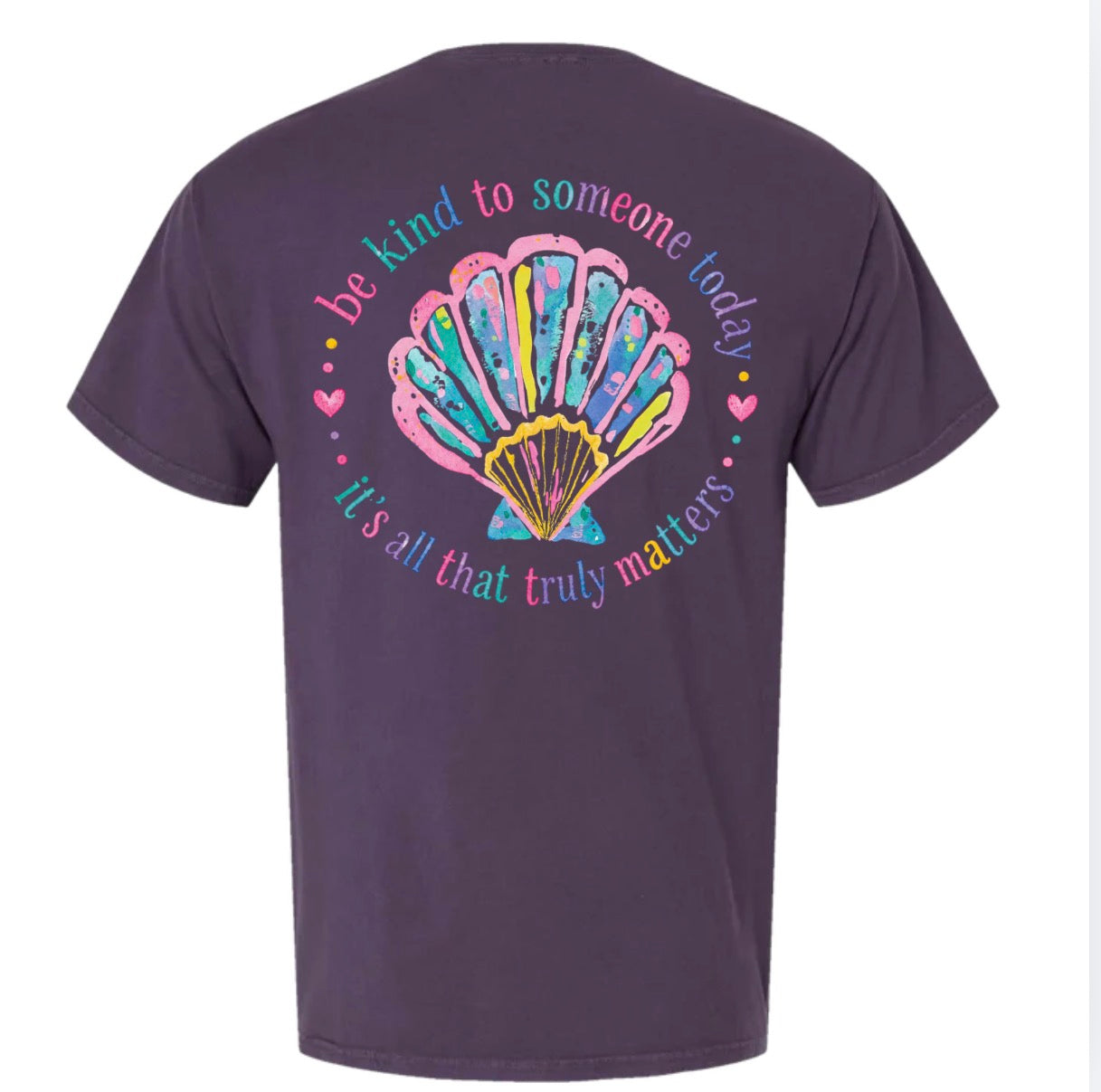 Adult Seashell Be Kind Today Purple Comfort Wash TShirt
