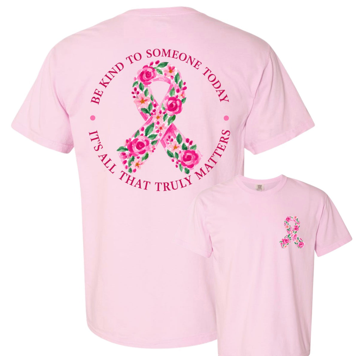 Adult Floral Awareness Ribbon Light Pink CC Tshirt