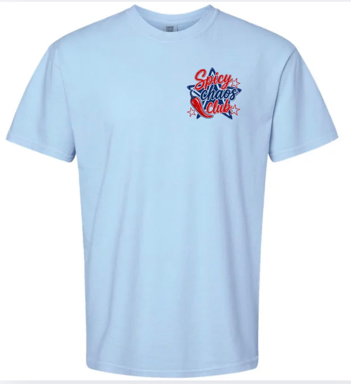 Adult Spicy Chaos Club Pocket Light Blue CC Tshirt