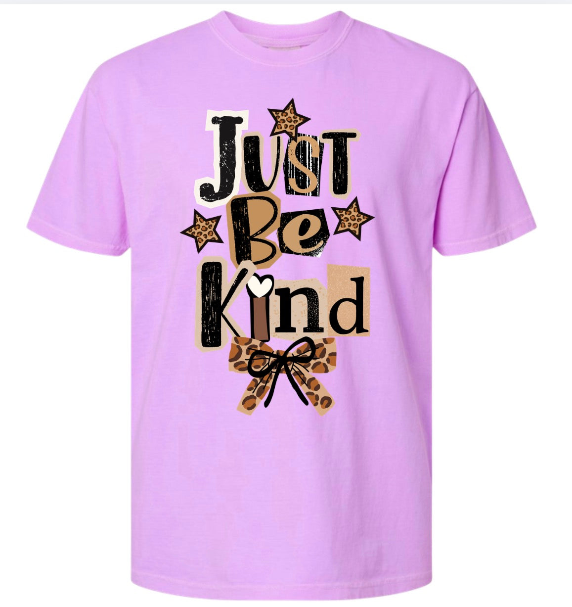 Adult Be Kind Funky Leopard Neon Purple Comfort Colors