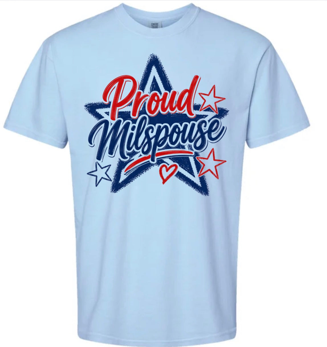Adult Proud Milspouse Light Blue CC Tshirt