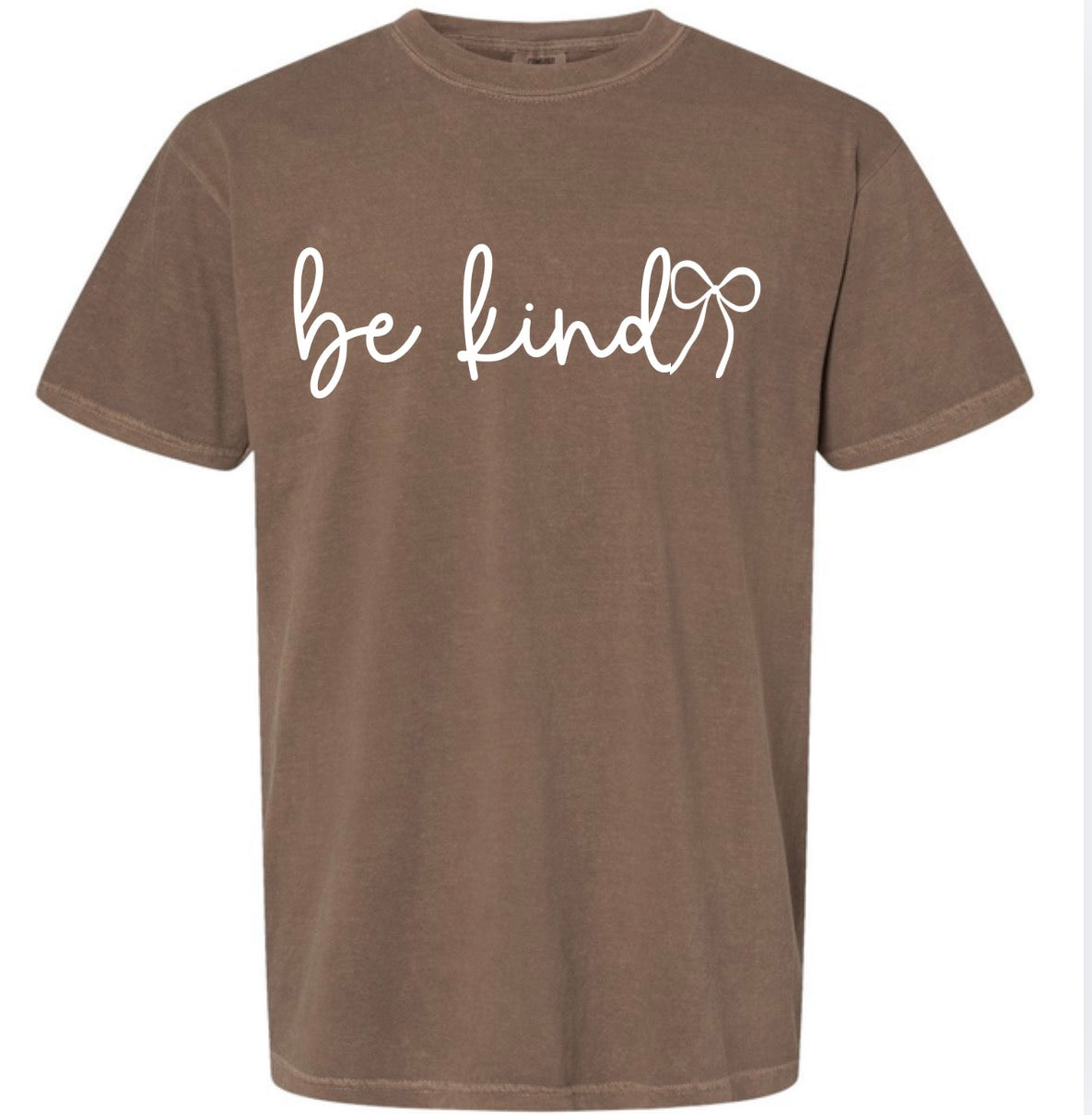 Adult Be Kind Bow Brown Comfort Colors TShirt