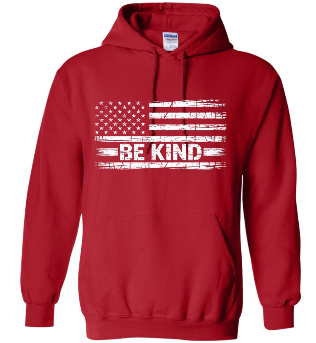 Adult Distressed Be Kind Flag Hoodie