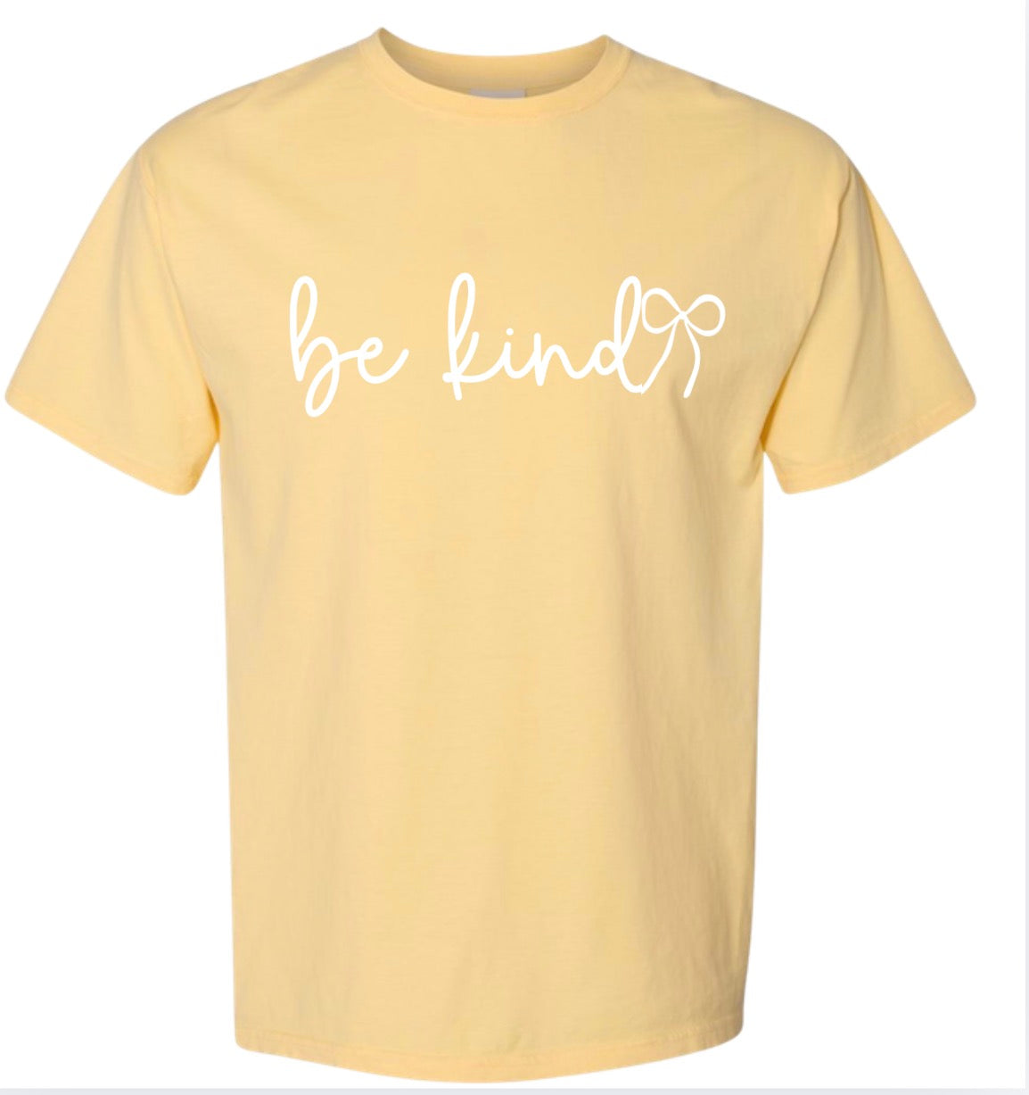 Adult Be Kind Bow Yellow Comfort Colors TShirt