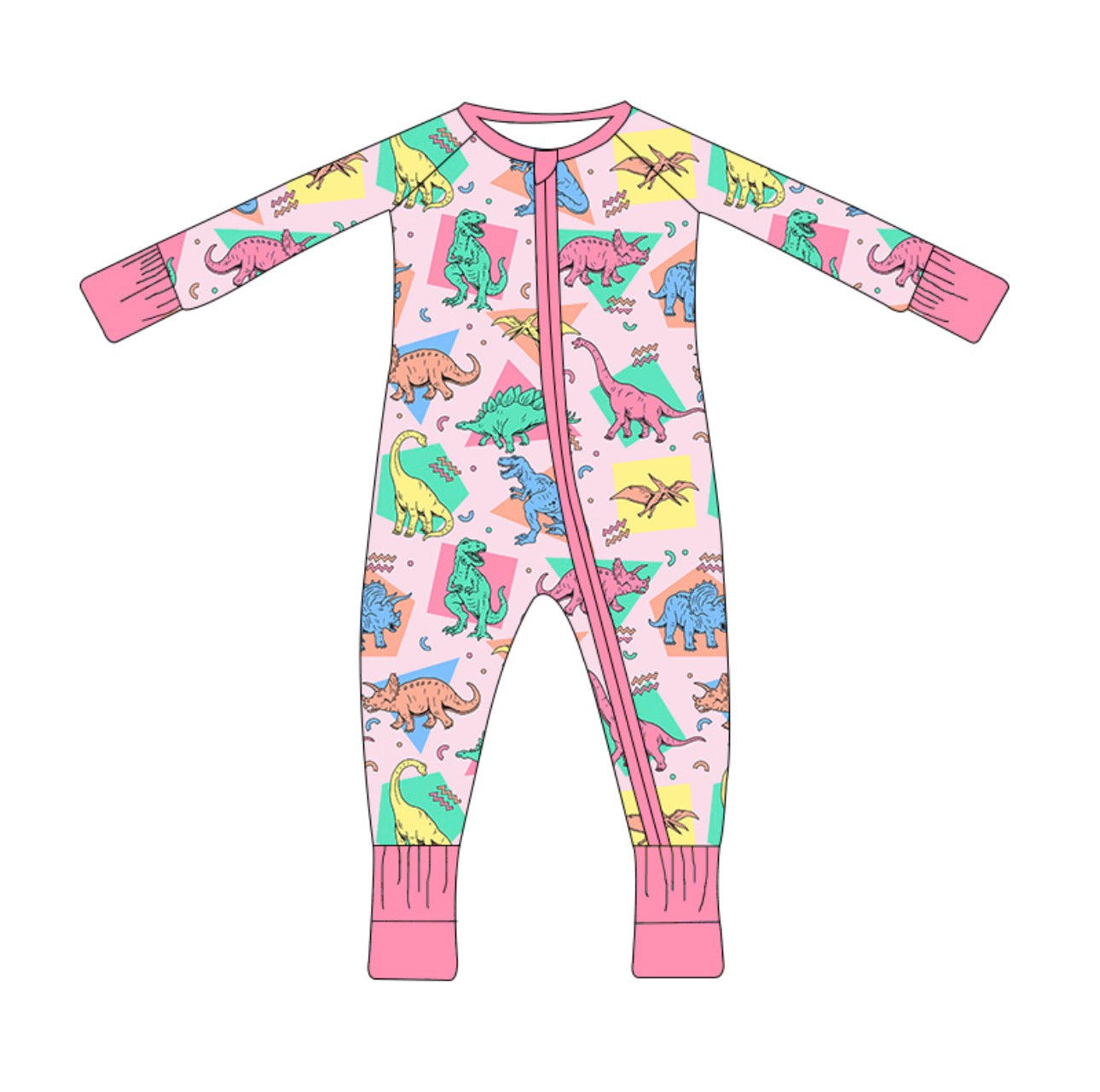 Kids Pockets of Hope Pink Dino  Zip Up Onesie (Ships mid NOV)