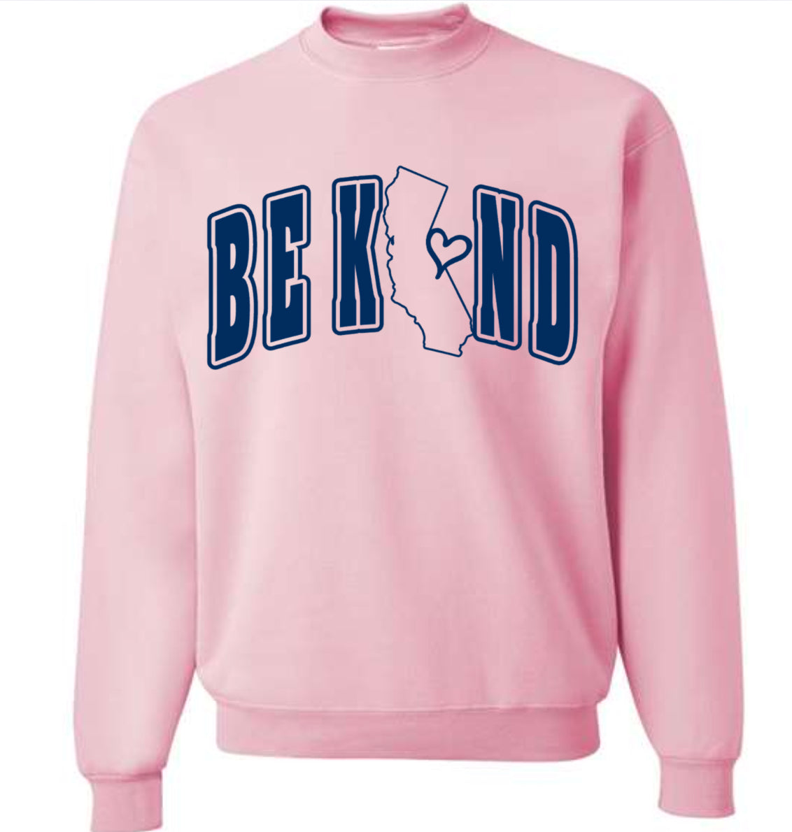 Adult Be Kind Cali Navy Puff/ Light Pink Crewneck