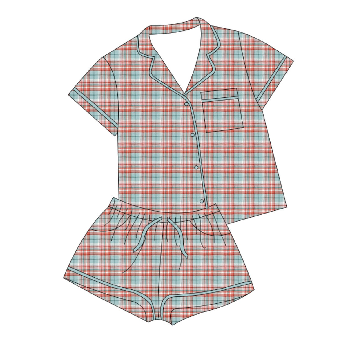 Kids Light Plaid Short Set  (ships 11/5)