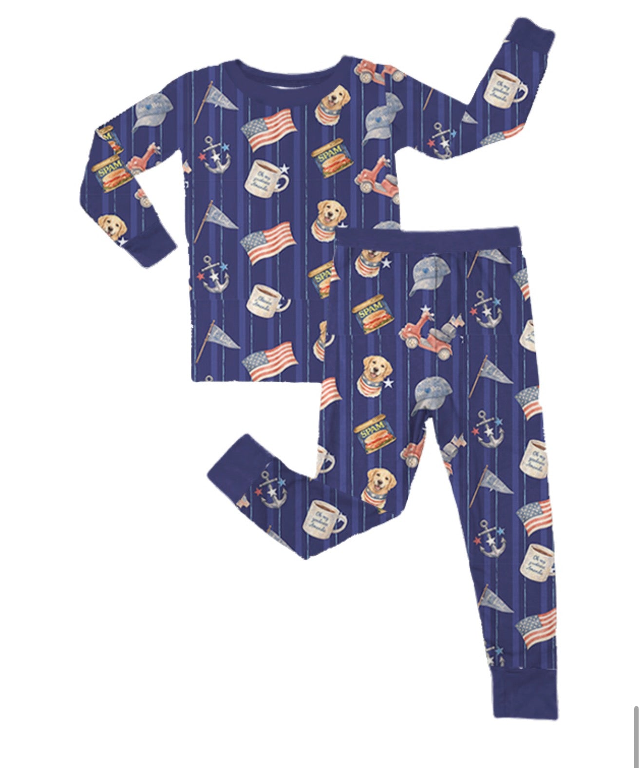 PRE-ORDER (Ships July) Kids Patriotic Kenny Long Sleeve Set