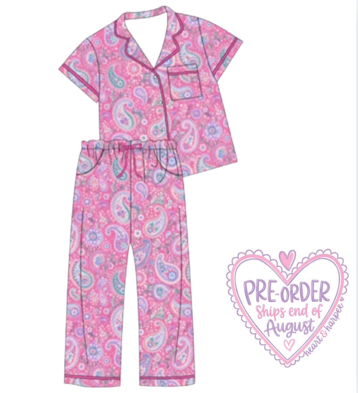 Adult Short Sleeve Pants Paisley PJ Set (PRE-ORDER)