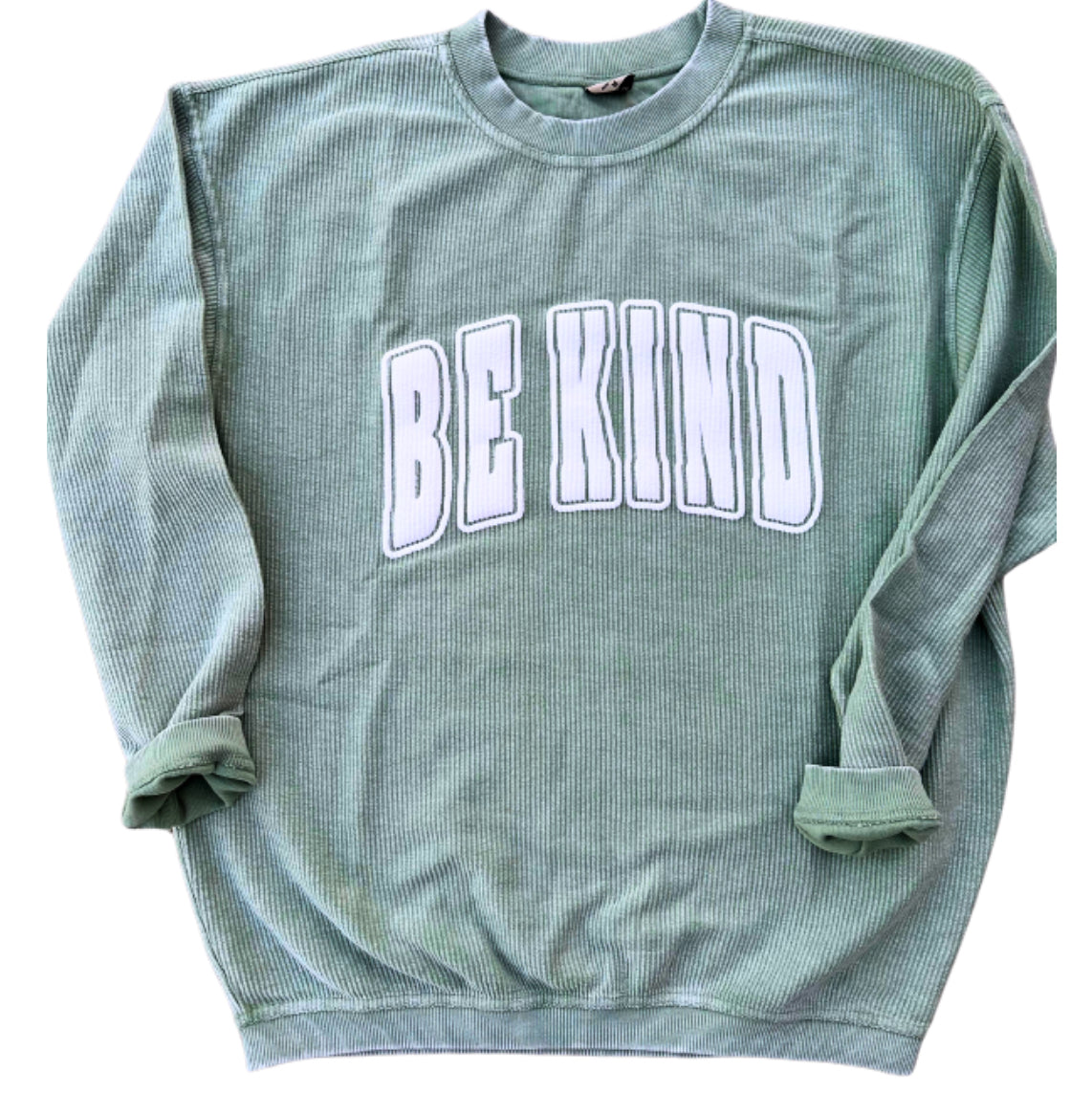 Adult Puff Be Kind Sage Green Corded Crew