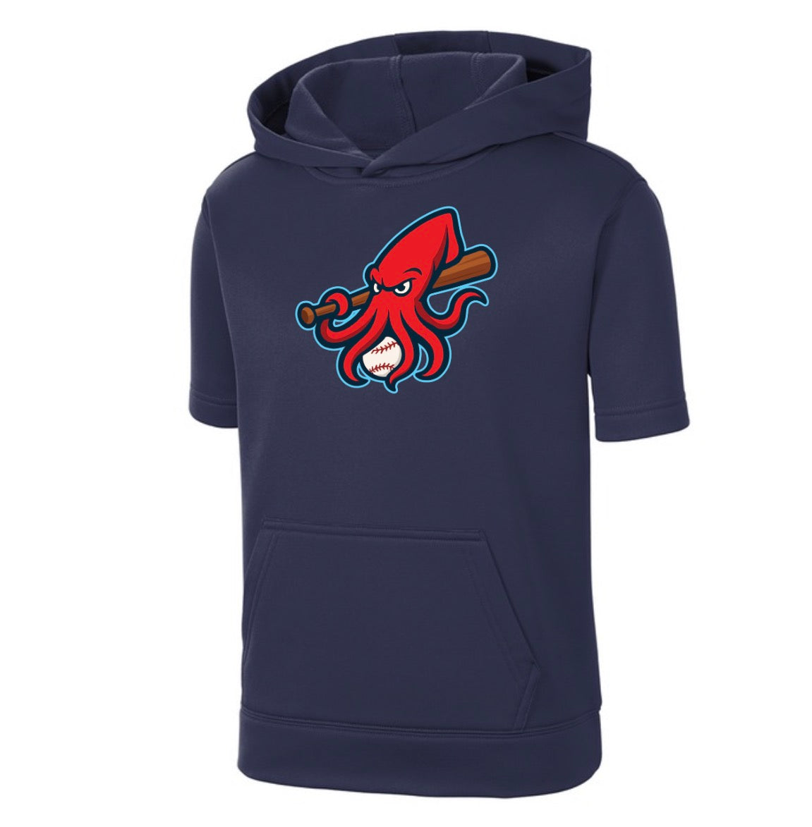 Squids Navy Short Sleeve Hoodie