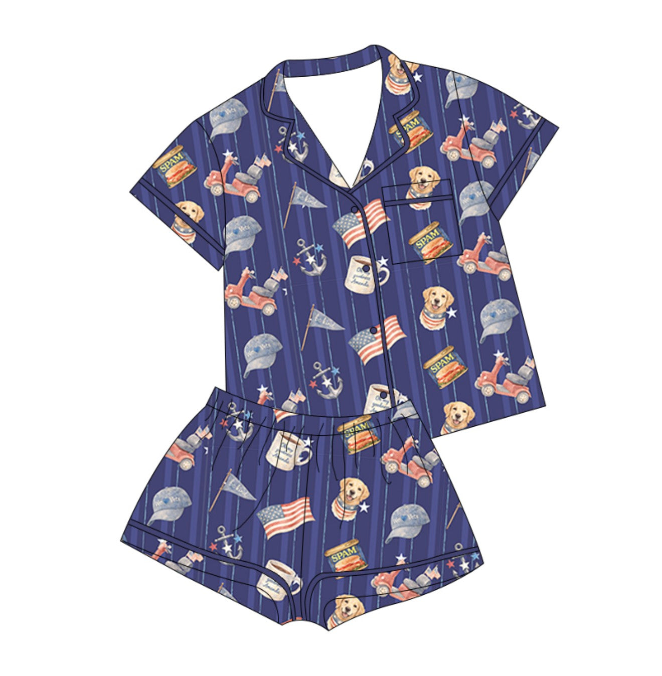 PRE-ORDER (Ships July) Adult Patriotic Kenny Button Down Short Set