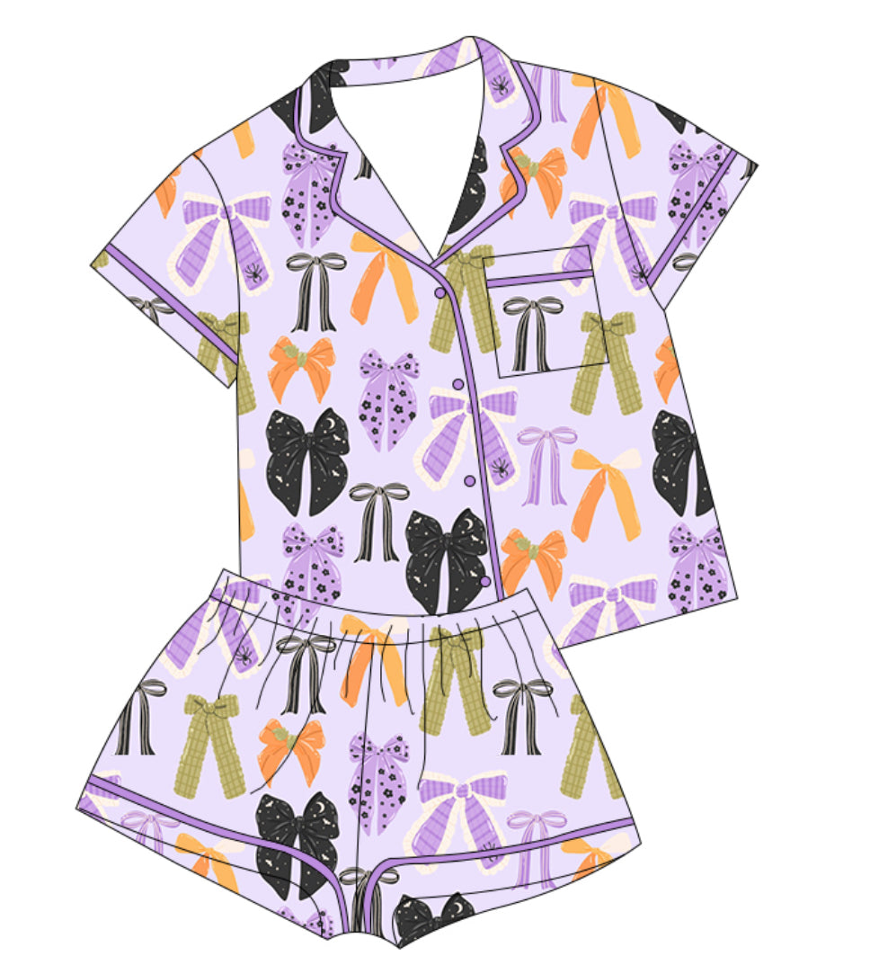 Adult Halloween Bows Short Set