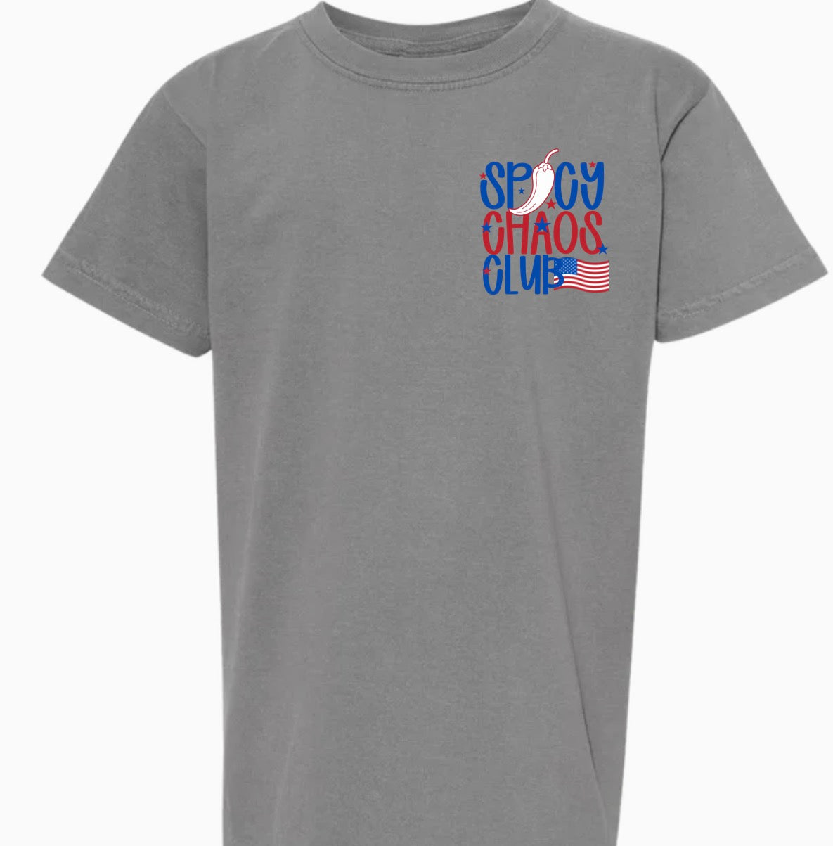Adult Spicy Chaos Club Gray Comfort Colors Tshirt