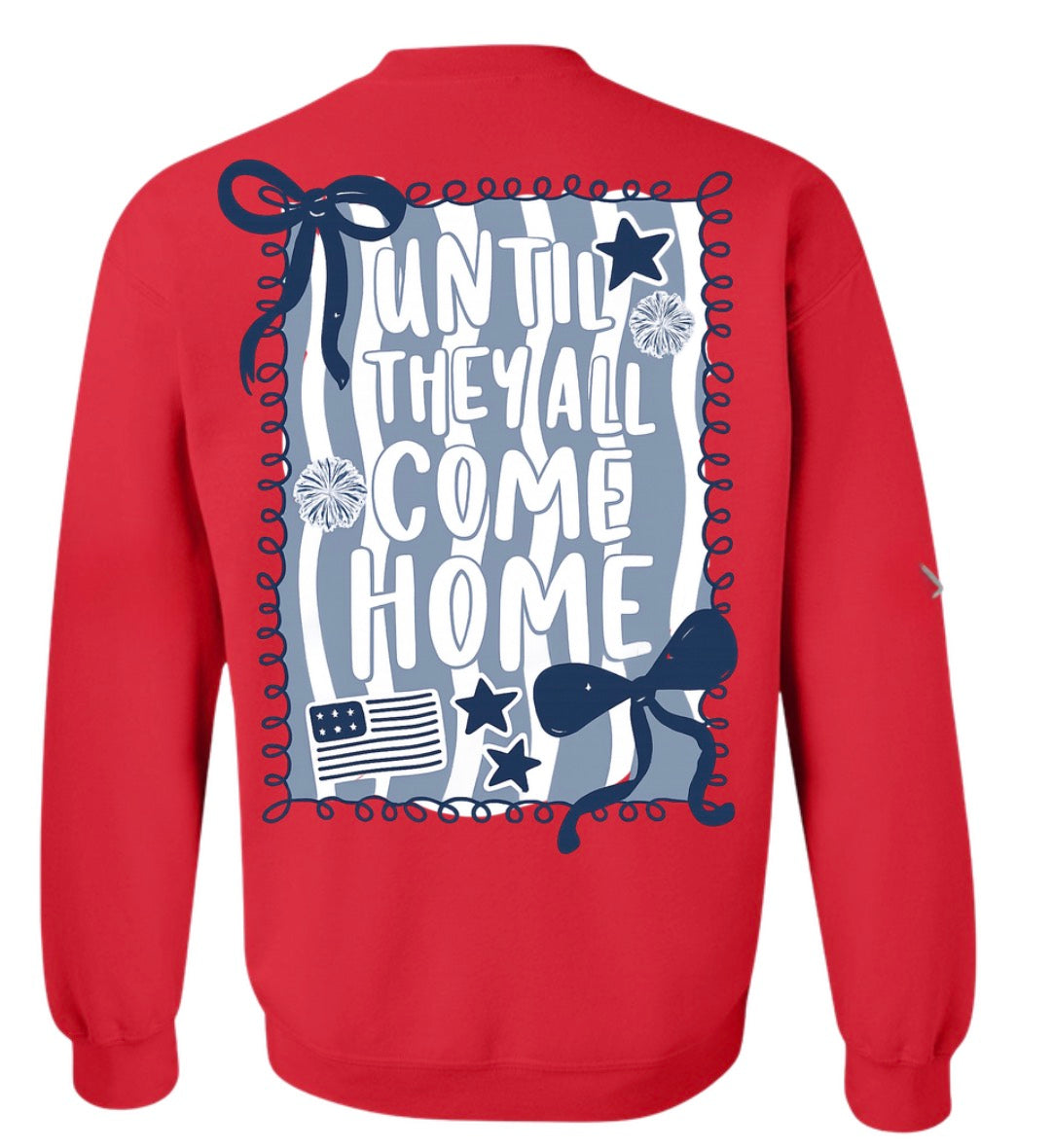 Kids Until They All Come Home Navy Bow Crewneck