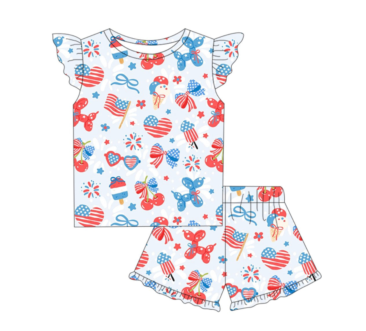 PRE-ORDER (Ships end June) Kids Collage Ruffle Two Piece Set