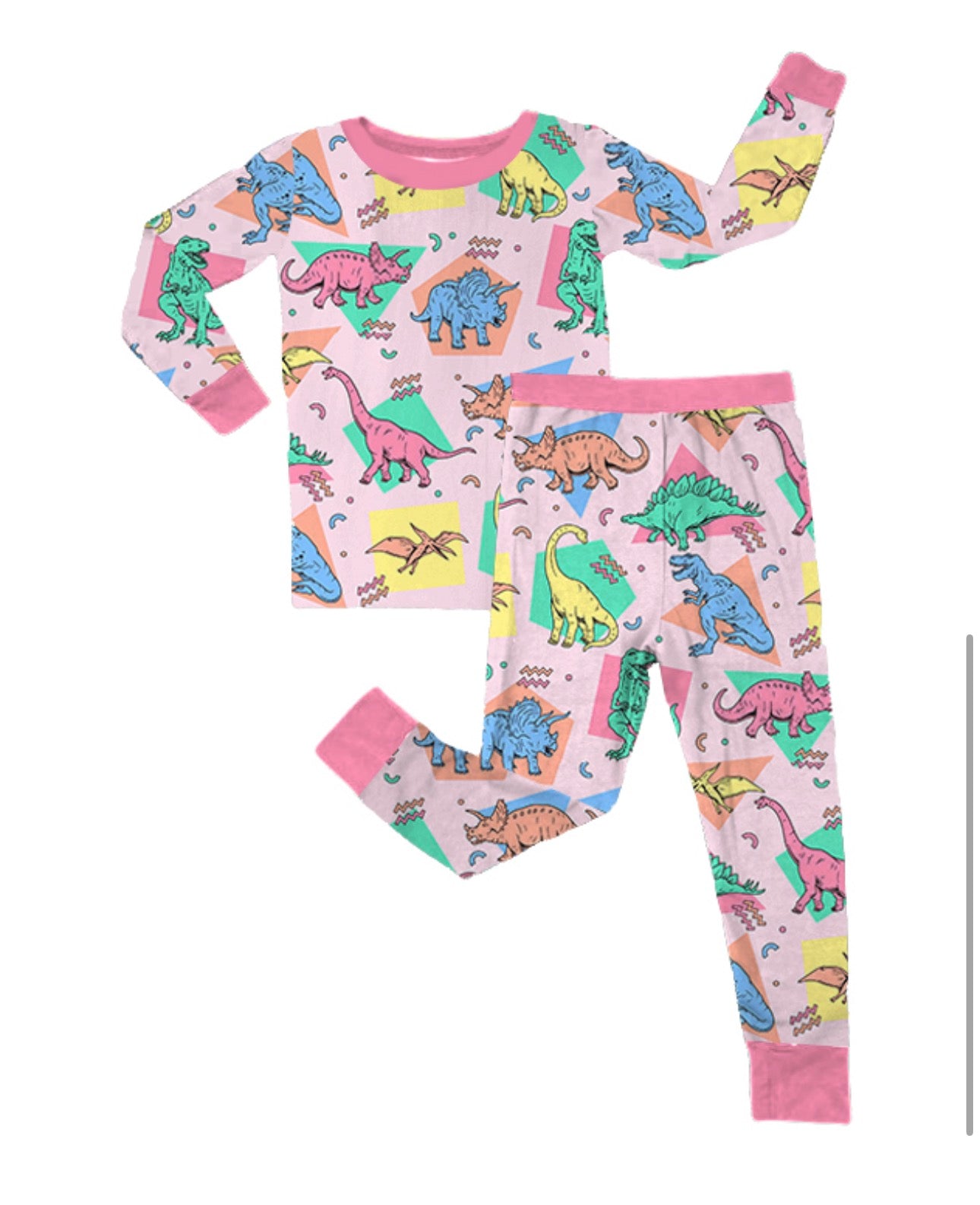 Kids Pockets of Hope Pink Dino Long Sleeve Two Piece Set (Ships mid NOV)