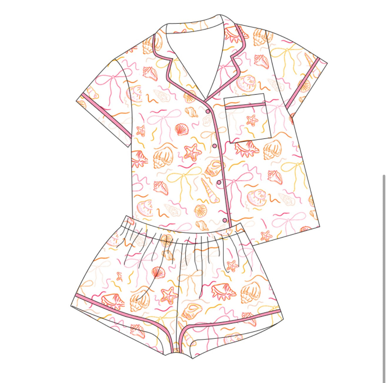PRE-ORDER (Ships end of July) Adult Sea Shells Short Set