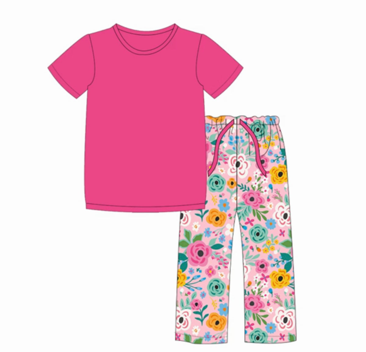 PRE-ORDER (Ships 11/18) Adult Light Pink Floral Solid Top Pant Set