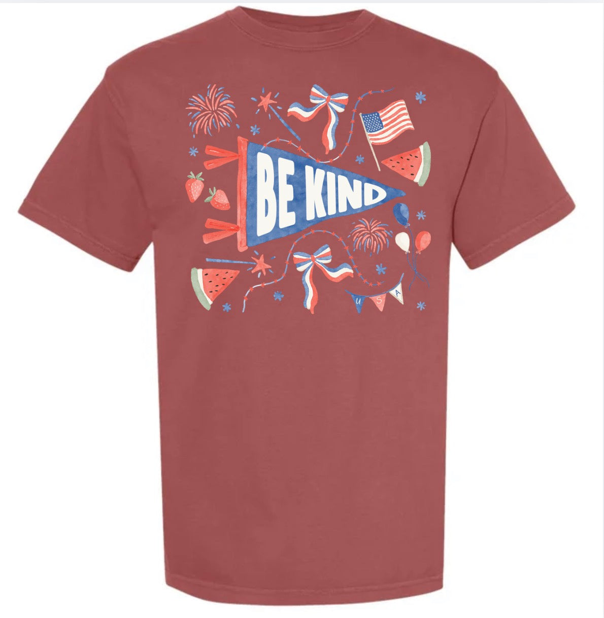 Adult Pennant Be Kind Brick Comfort Colors TShirt